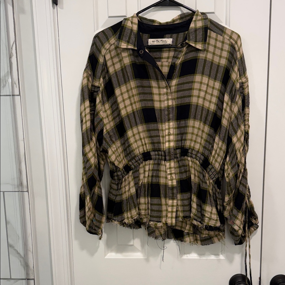 We The Free Green and Black Plaid Shirt